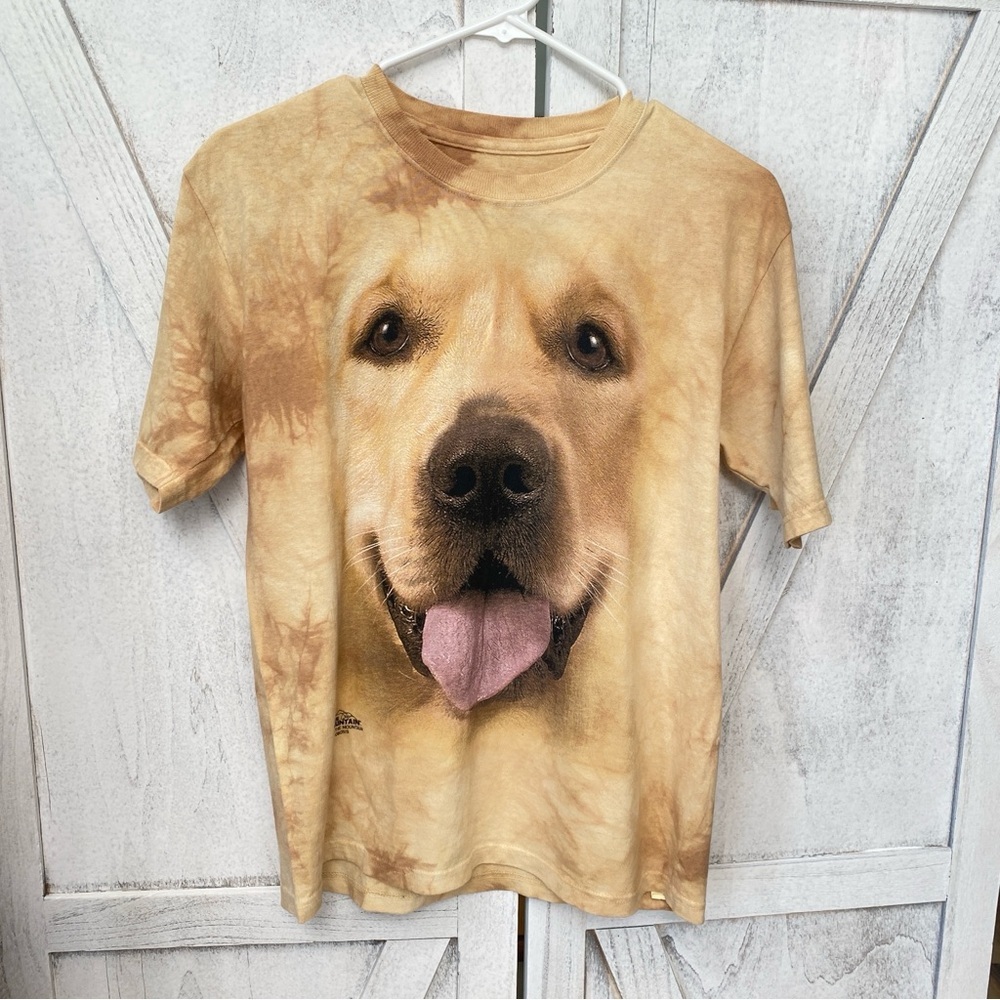 The Mountain Labrador Retriever Dog Print Tee Size XL Tan Beige Tye Dye
